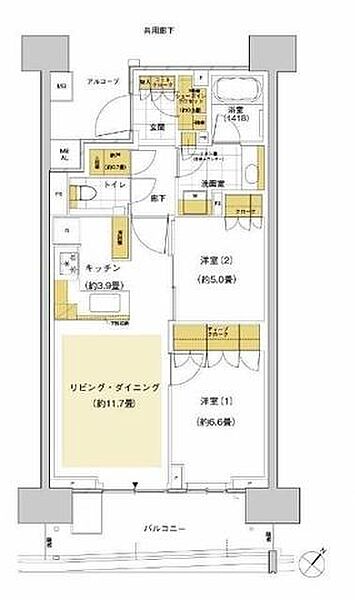 晴海フラッグサンビレッジ B1002｜東京都中央区晴海５丁目(賃貸マンション2LDK・10階・65.84㎡)の写真 その2