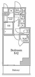 レジディア三軒茶屋3 8階1Kの間取り