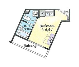 ジェムストーン目黒南 4階ワンルームの間取り