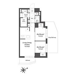 ブランシエスタ品川大井町パークエッジ 2LDKの間取図画像