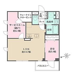 ラペルラ桜新町 1SLDKの間取図画像