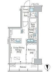 パークアクシス新宿百人町 1LDKの間取図画像