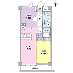 ボヌール都立大学弐番館 1SLDKの間取図画像