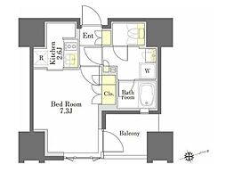 びゅうリエットグラン新宿戸山 1Kの間取図画像