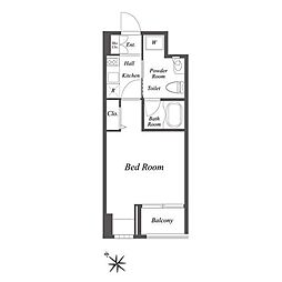 ニューシティアパートメンツ新川2 1Kの間取図画像