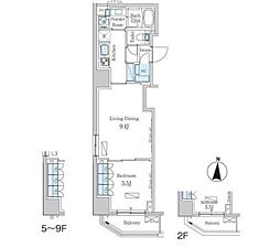 パークアクシス錦糸町ヴェール 1LDKの間取図画像