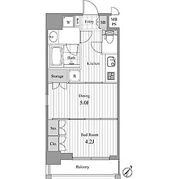NCRe新宿中央公園 1DKの間取図画像