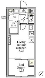 アグライア新宿横寺町 1LDKの間取図画像