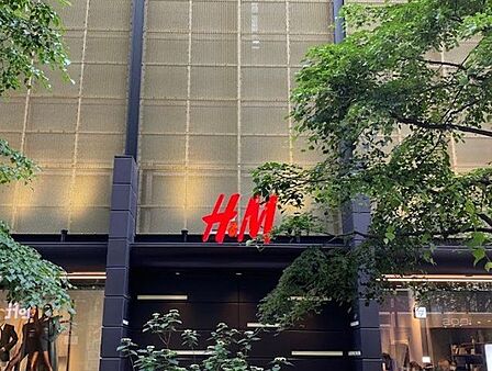 H&M銀座 周辺には緑豊かな街路樹が植えられた歩道が整備されており、モダンなデザインの外壁や大きな店舗ロゴが目立つ商業施設など、多様なショップが立ち並ぶエリアとなっています。 1460m