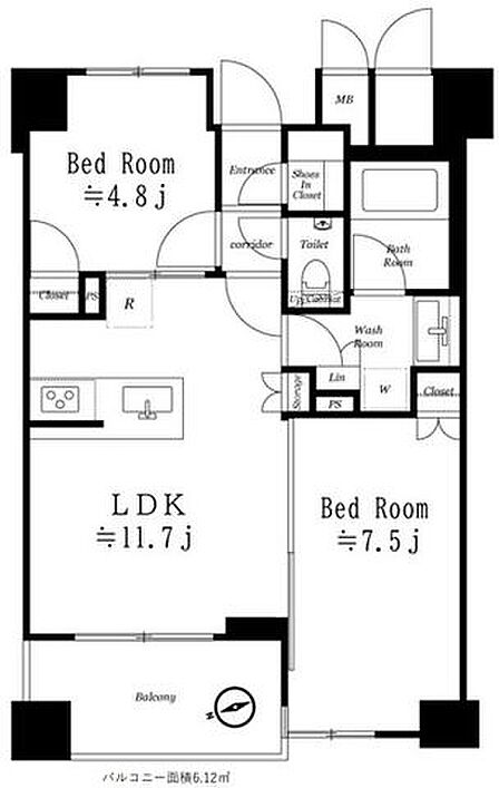 2LDK 間取り