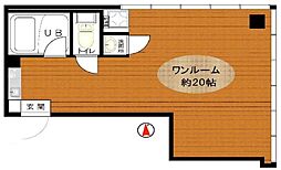 東中野コーポ ワンルームの間取図画像