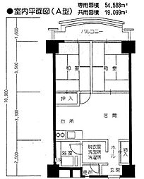 かわさきスカイビル 2DKの間取図画像