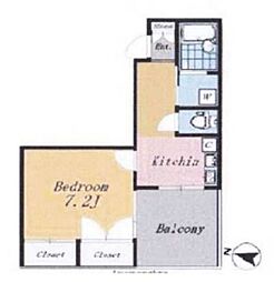 グリーンキャピタル広尾 1DKの間取図画像