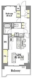 白金台グロリアハイツ 1LDKの間取図画像
