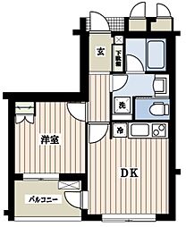 エクセレント世田谷砧 1DKの間取図画像