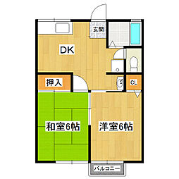 ガーデンハイツ 2DKの間取図画像