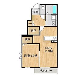 仮称)ブリージアつくば陣場A棟 1LDKの間取図画像