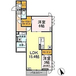 D-Invest陣場 A 1LDKの間取図画像