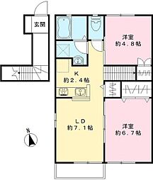 ハナミズキB 2LDKの間取図画像