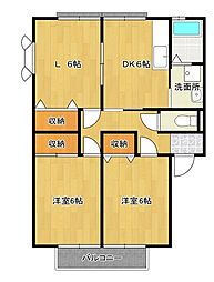 サンビレッジIWAIA 3DKの間取図画像