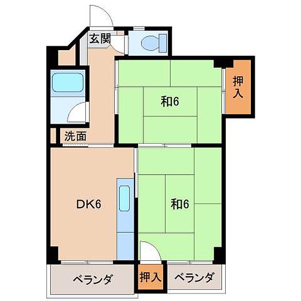 コーポひかり ｜和歌山県和歌山市神前(賃貸マンション2DK・2階・43.00㎡)の写真 その2