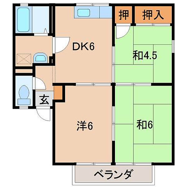 プリシェール三樹 ｜和歌山県和歌山市新在家(賃貸アパート3DK・2階・48.48㎡)の写真 その2