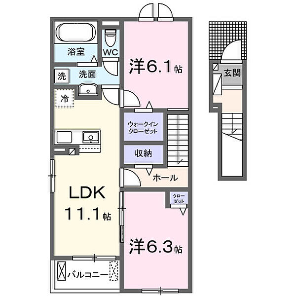 ルルオブ コノノ プログレッソ ｜和歌山県橋本市神野々(賃貸アパート2LDK・2階・58.57㎡)の写真 その2