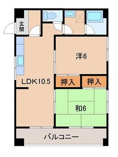 太田ビル ｜和歌山県和歌山市太田2丁目(賃貸マンション2LDK・4階・59.22㎡)の写真 その2