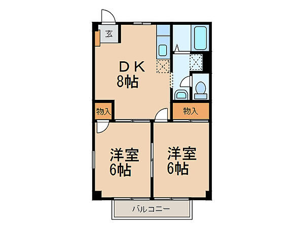 和歌山県岩出市中迫(賃貸アパート2DK・2階・44.71㎡)の写真 その2