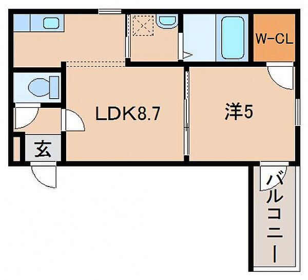 和歌山県和歌山市黒田(賃貸アパート1LDK・2階・33.18㎡)の写真 その2