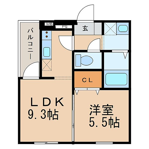 和歌山県和歌山市田中町5丁目(賃貸アパート1LDK・2階・35.46㎡)の写真 その2