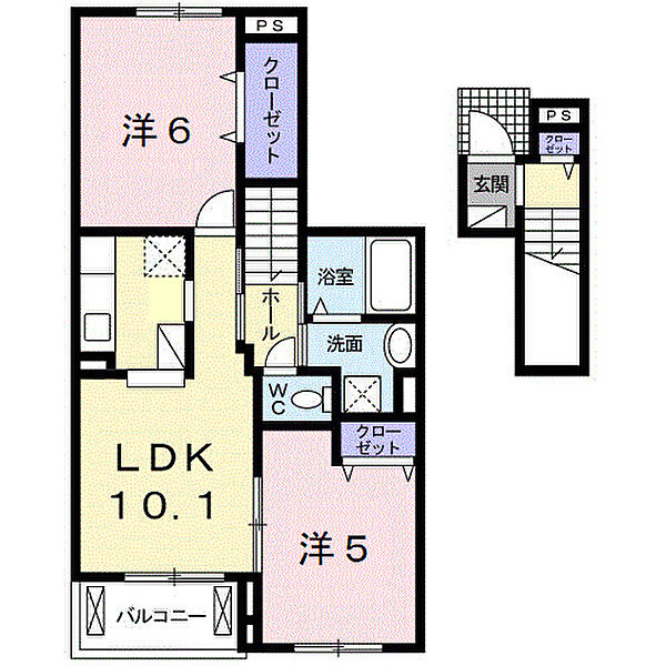 和歌山県和歌山市有本(賃貸アパート2LDK・2階・52.98㎡)の写真 その2