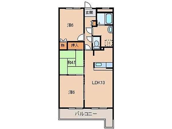 ドミール堀止2番館 ｜和歌山県和歌山市堀止西1丁目(賃貸マンション3LDK・3階・67.10㎡)の写真 その2