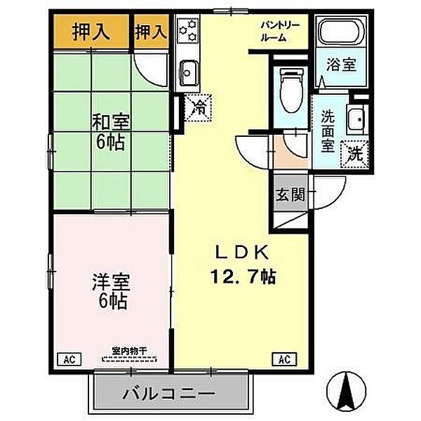 グリーンハイツ北山II ｜和歌山県海南市阪井(賃貸アパート2LDK・2階・54.23㎡)の写真 その2