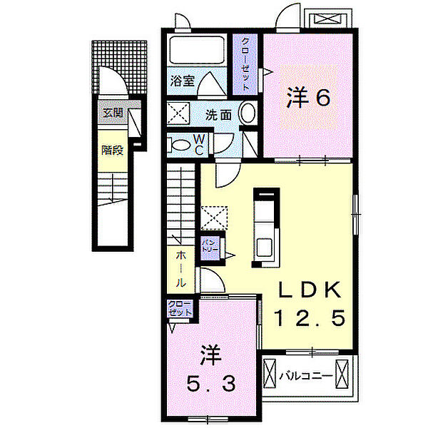 グリーンフル六十谷IV ｜和歌山県和歌山市六十谷(賃貸アパート2LDK・2階・57.32㎡)の写真 その2