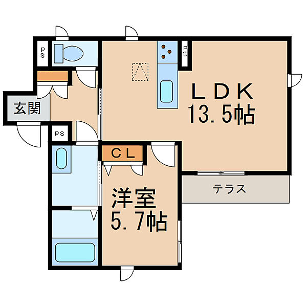 ベレオ宮北 ｜和歌山県和歌山市黒田(賃貸マンション1LDK・1階・45.68㎡)の写真 その2