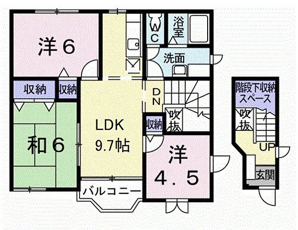 Joli cour B ｜和歌山県和歌山市松島(賃貸アパート3LDK・2階・65.98㎡)の写真 その2