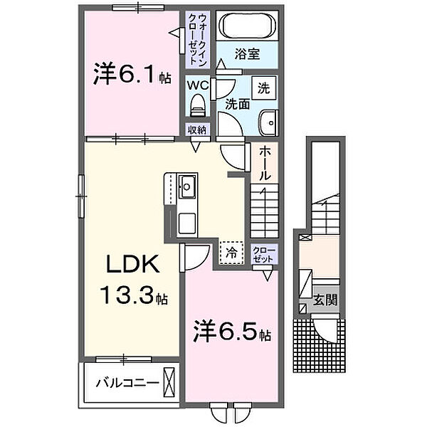 りゅうの盛I ｜和歌山県岩出市東坂本(賃貸アパート2LDK・2階・59.55㎡)の写真 その2