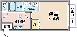 千秀8 1Kの間取図画像