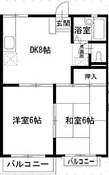 クレスト湘南 2DKの間取図画像