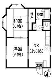 湘南ハイツ 2DKの間取図画像