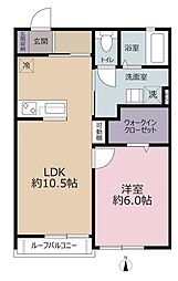 ぷれじーるイソガイ3 1LDKの間取図画像