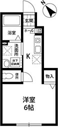 オランジェ ワンルームの間取図画像