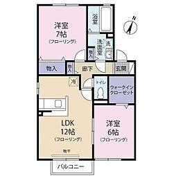 ラムズフィールド 2LDKの間取図画像