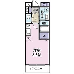 ローズカラードフジミノ ワンルームの間取図画像