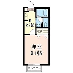 ディアス島田 1Kの間取図画像