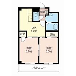アービス島田C 2DKの間取図画像