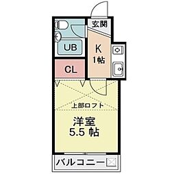 ウィンダムヒル 1Kの間取図画像