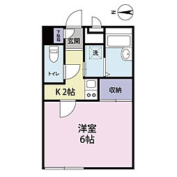 エスポワール 1Kの間取図画像