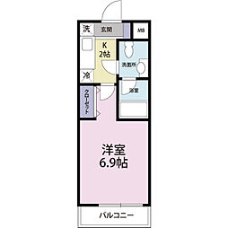 KSマンション桜木町 1Kの間取図画像